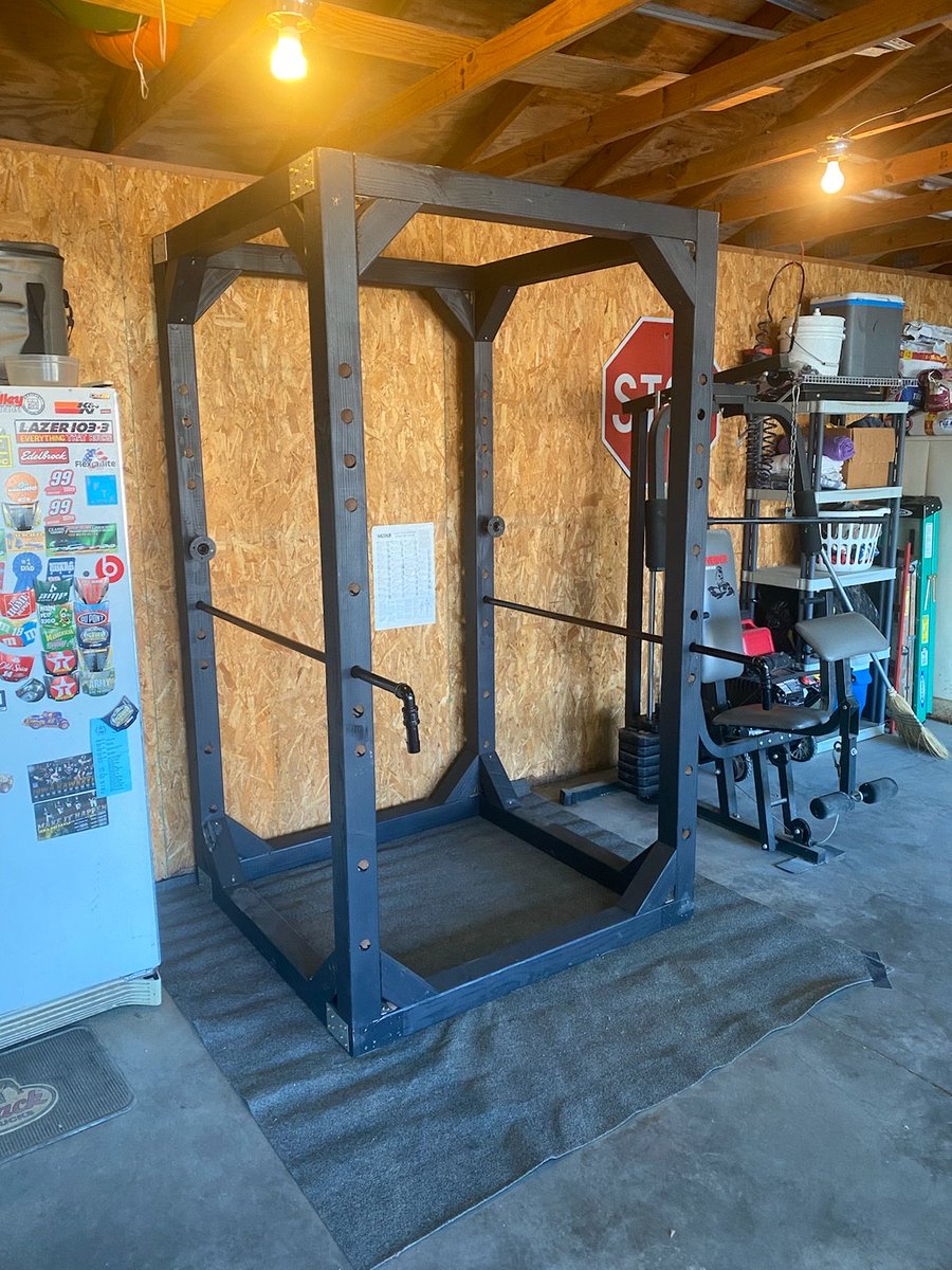 Is this impressive or what!! <a href="/CadenThomas12/">Caden Thomas</a> and his dad built the "Cadillac" of all home made squat racks!!! Freaking Awesome!!