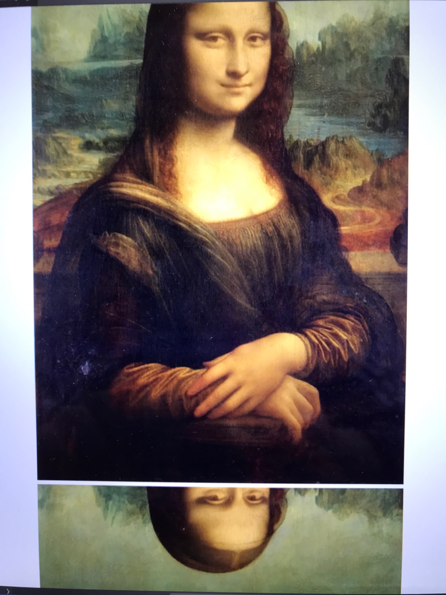 4d モナ リザの隠し絵発見 Photoshop でモナリザをコピーして上下反転させて 少しだけずらした後に描画モードを変更すると Aruk Eth T Co Fh7h76xbxd Twitter