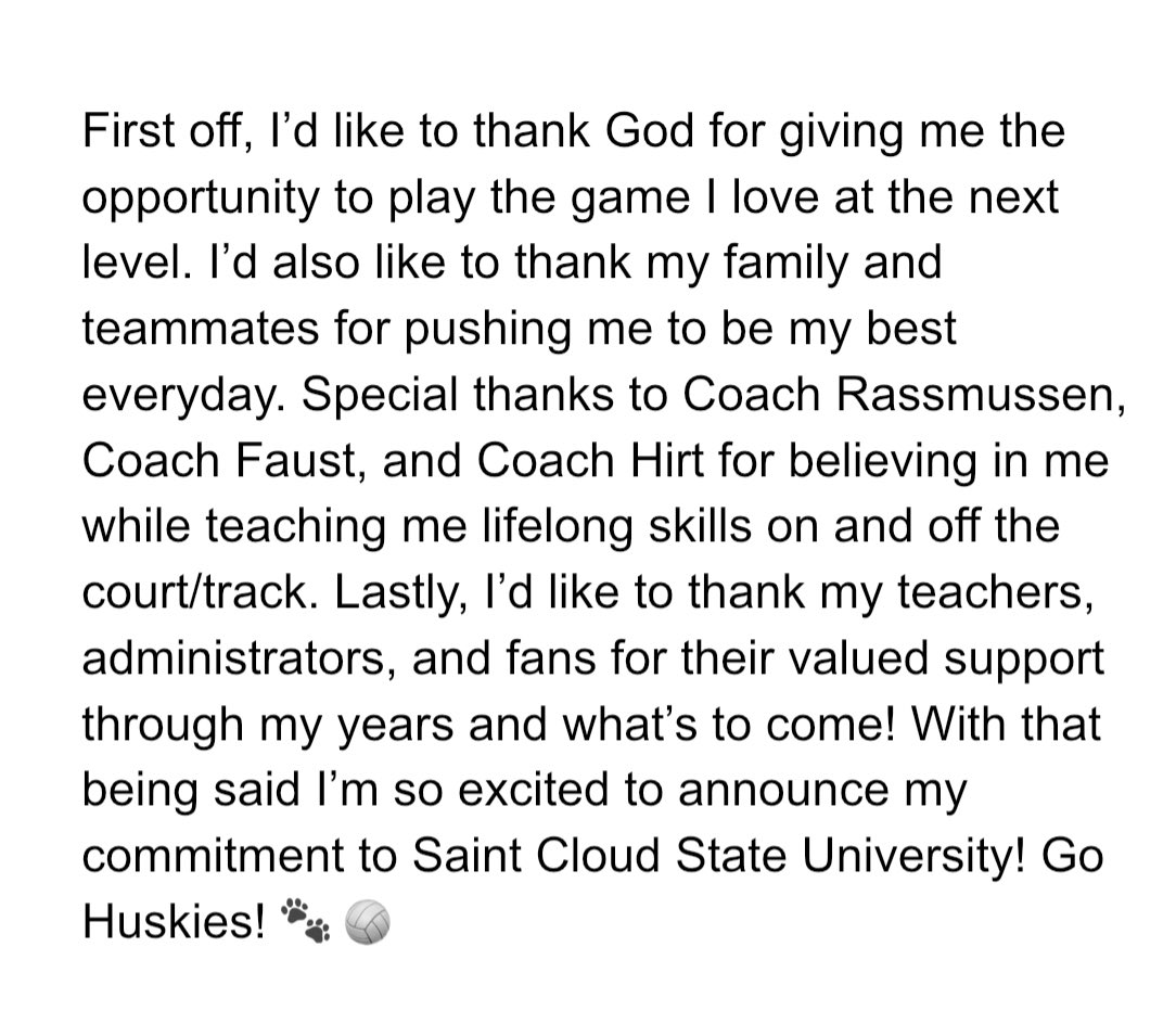 ellescarbro's tweet photo. Committed!! #gohuskies @SCSUhuskies_vb https://t.co/LoKhW40HDw