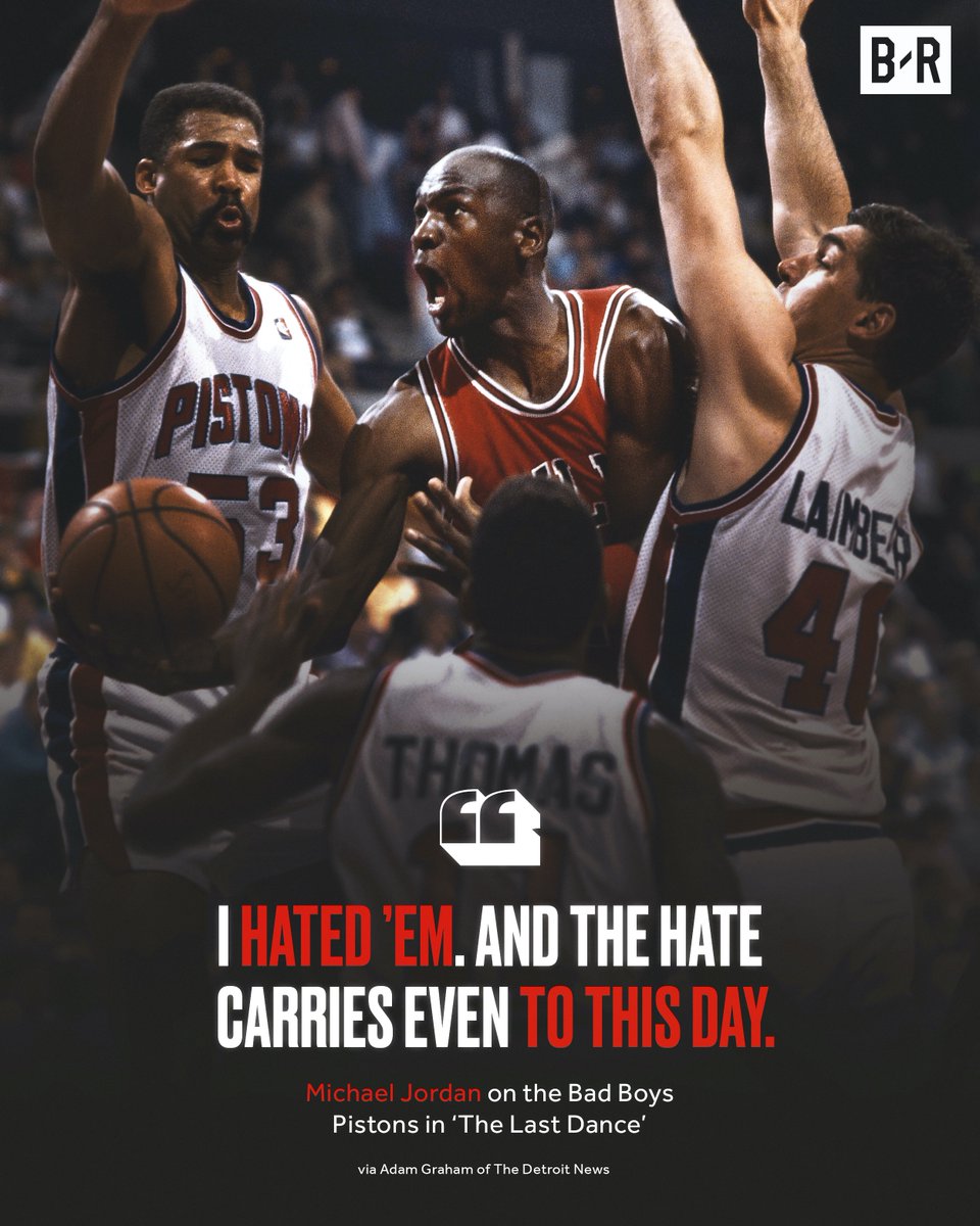 BleacherReport's tweet photo. The feud runs deep between MJ and the Bad Boy Pistons. https://t.co/D2RPi5XcN6