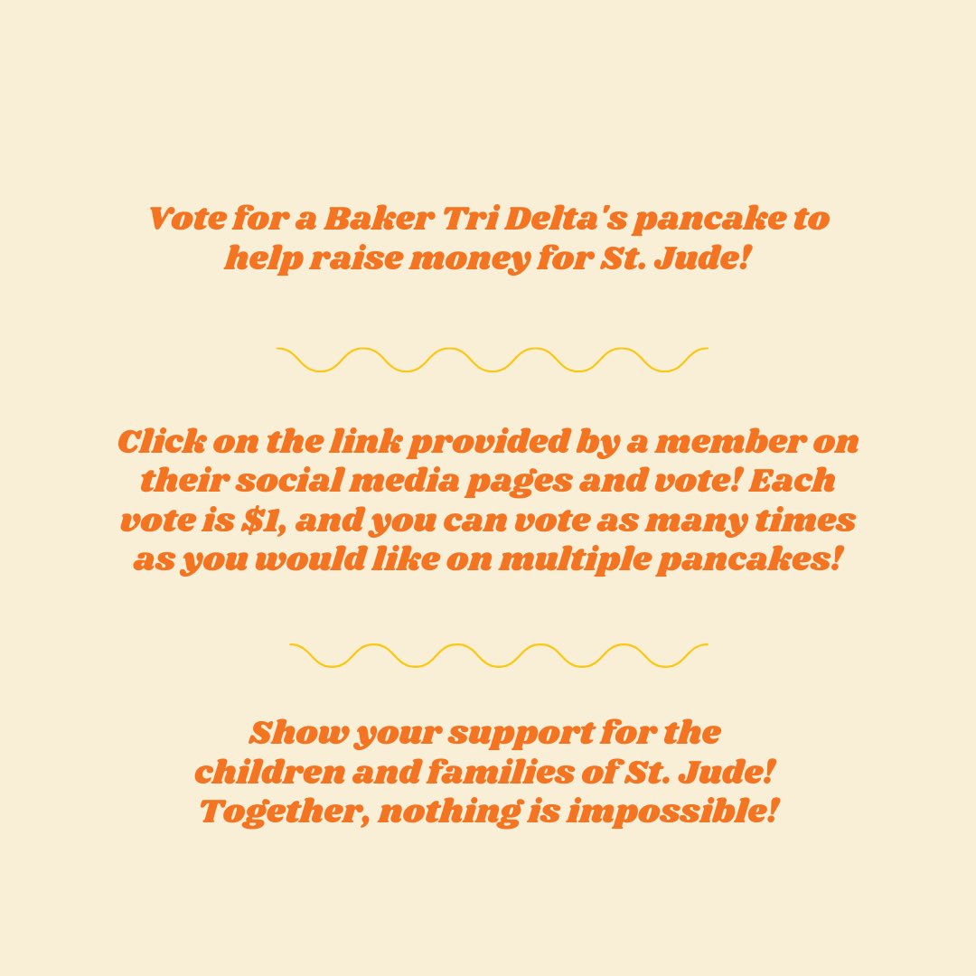lambdaDDD's tweet image. Join us tonight for our first ever virtual DHOP! Vote on a Baker Tri Delta’s pancake and show your support for St. Jude!