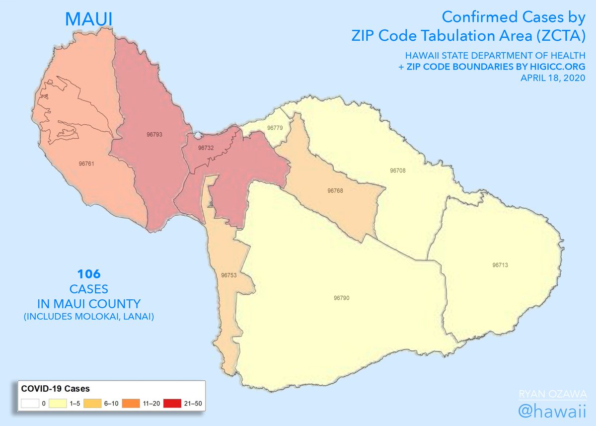 The Sunday map update brings a new mystery: what does it mean when an area gets lighter on the  @HIgov_Health maps? Maps attached, commentary follows.  #hawaiicovid19
