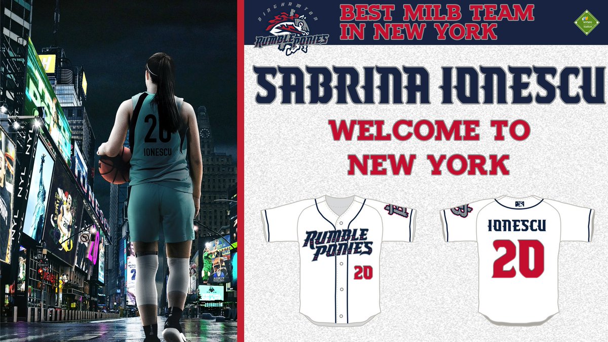 RumblePoniesBB's tweet photo. Hey @sabrina_i20 welcome to NY 🗽! We know you are #1! So we want to give you a jersey of the #1 @MiLB Team in NY!

Send us a DM so we can arrange to get you a custom Rumble Ponies jersey and hat! https://t.co/3LXFs0wRyh