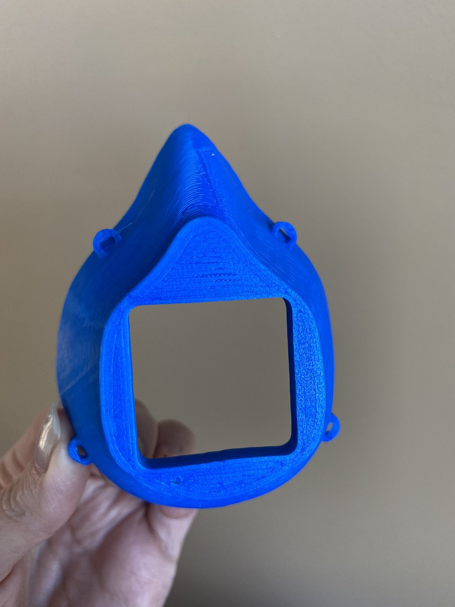 mlambitz's tweet photo. Did a little #3dprinting today. Thought our printer might not be big enough, but they turned out pretty well. Each mask only took about an hour to print and the ear savers only took about 6 minutes. https://t.co/ziK5foBBi8