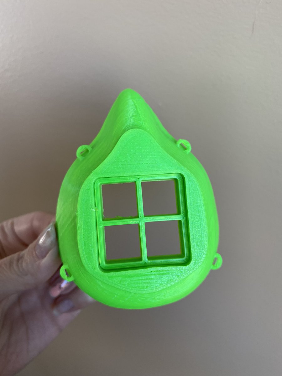mlambitz's tweet photo. Did a little #3dprinting today. Thought our printer might not be big enough, but they turned out pretty well. Each mask only took about an hour to print and the ear savers only took about 6 minutes. https://t.co/ziK5foBBi8