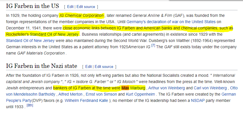 Here we once again find the influence of the Fed1 of the biggest proponents of the creation of the Fed, Paul Warburg (who served on the original Federal Reserve Board), assisted his brotherMax WarburgWho sat on the Farben Aufsichsrat (the supervisory Board of Directors)