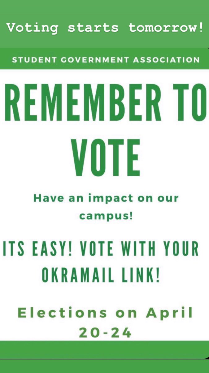 AllisonB0718's tweet photo. Voting for SGA starts tomorrow! Please keep me in mind when voting for SGA President💚 #Brownlee4SGAPresident https://t.co/zpot8TUzao