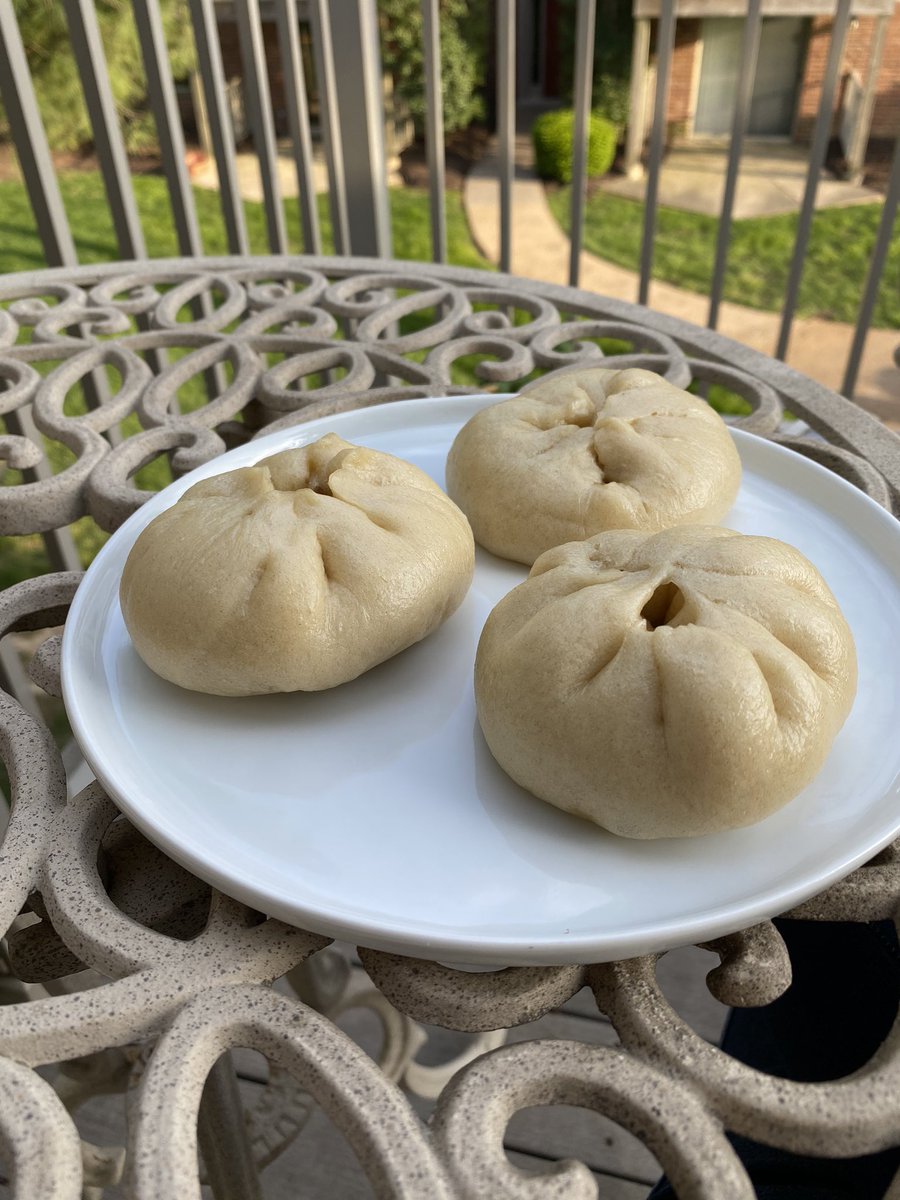 s_marieriley's tweet photo. Variation on @foodwishes  bao buns, but with bratwurst, caramelized onions, and mustard as the filling because quarantine gets to choose how you bao. https://t.co/yISGLc3i2z