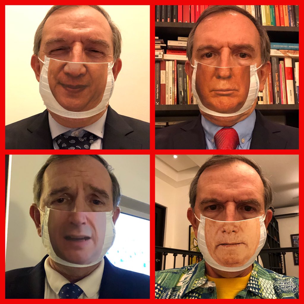jmposadal's tweet photo. Quiero dar a conocer mi nuevo emprendimiento. La colección se llama #EnmascaraElCovid19. Homenaje a los presidentes @XiJinpi35765530 @realDonaldTrump @GiuseppeConteIT @jairbolsonaro @lopezobrador_ @sanchezcastejon @BorisYelsinSB @NicolasMaduro #CN #US #ITA #BR #MEX #ESP #GN #VE https://t.co/TljOFpDF6f