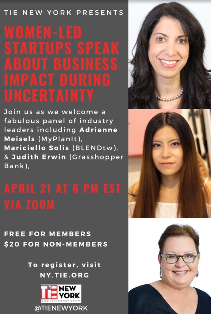 Join us in celebrating <a href="/TiEGlobal/">TiE Global</a> Women’s Month with a virtual mentorship panel entitled “Women-Led Startups Speak About Business Impact During Uncertainty” 

RSVP here: bit.ly/2RLaQf5