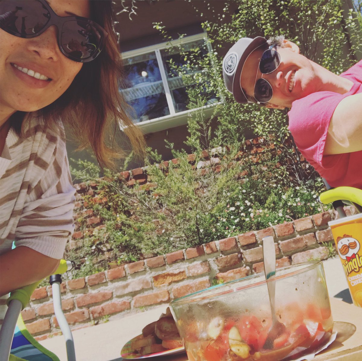 MaeTuck's tweet photo. Eating meals on beach chairs in our driveway https://t.co/X9B6nF5dIY