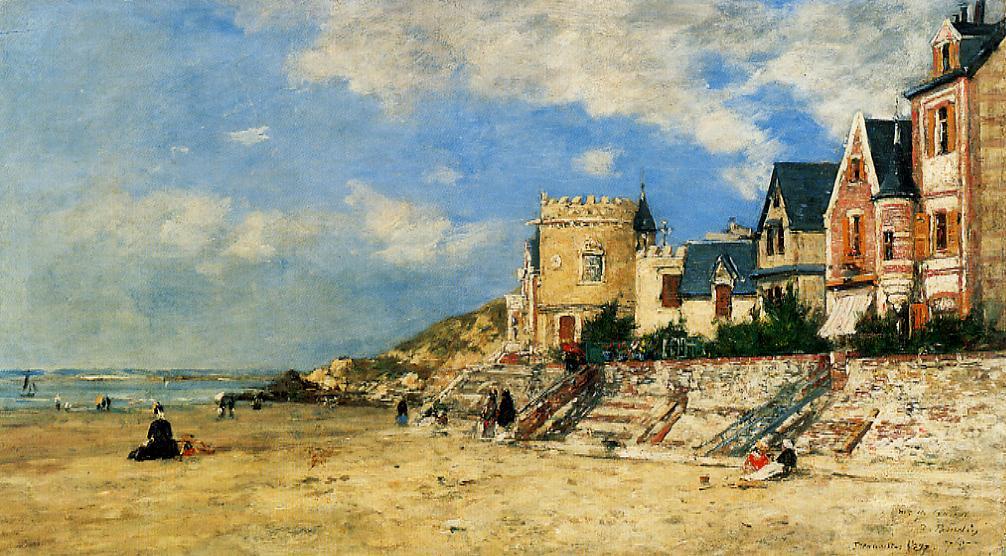 ArtistBoudin's tweet image. The Tower Malakoff and the Trouville Shore, 1877 #impressionism #boudin