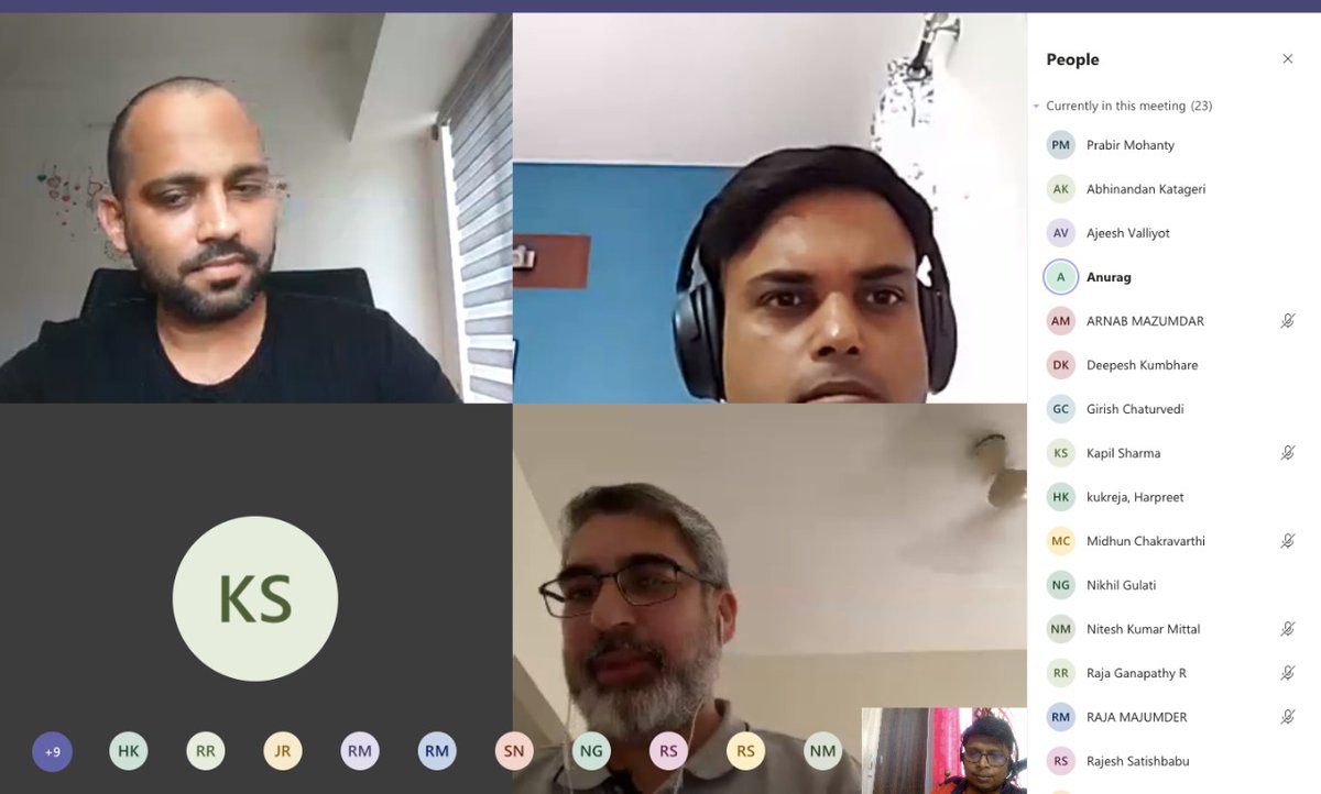 raghavan_nvr's tweet photo. Had a good virtual meetup with Anurag Mehrotra (MD, @FordIndia), @KapilSKalhan &amp; @nikhilng today! Anurag spent ~3 hours interacting with group members, taking customer feedback and giving insights to what's in store! Thanks to  @EcoSquadsIndia group for conducting this session! https://t.co/oKWoHzQSXE