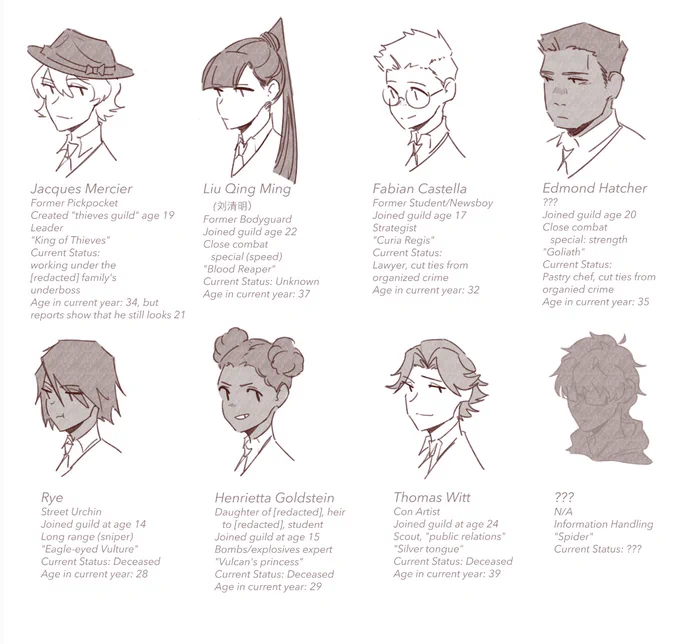 extra content since I now have designs for jacqeus's old crew,,, mayhaps i'll draw the other ppl in his story soon too,,,, 