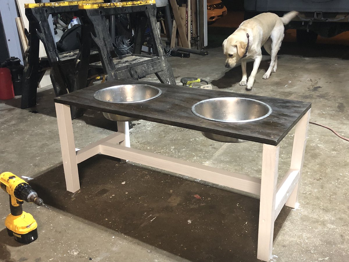 BGuilloryHTX's tweet photo. Did another thing today. #DIY #FarmhouseDogBowlStand #GotSomeNewIdeas #GonnaBeABusyWeek #ForThePups https://t.co/ibSHvDP909