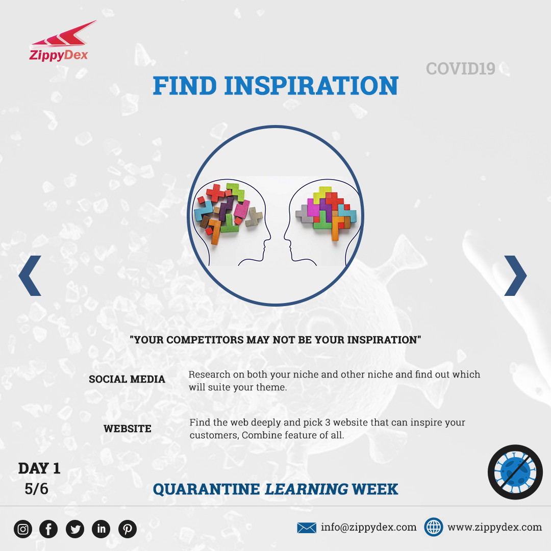 AdVinic_'s tweet image. Quarantine Learning Weeks - Day1
Social Media Marketing For Businesses

Step-4: Find Inspiration
a. Social Media 
b. Website

#stepguide #quarantine #socialmedialearning  #digitalmarketing #socialmediamarketing #socialmediaforbusiness #socialmediaguide #onlineguidence #zippydex