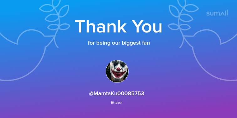 Our biggest fans this week: MamtaKu00085753. Thank you! via sumall.com/thankyou?utm_s…