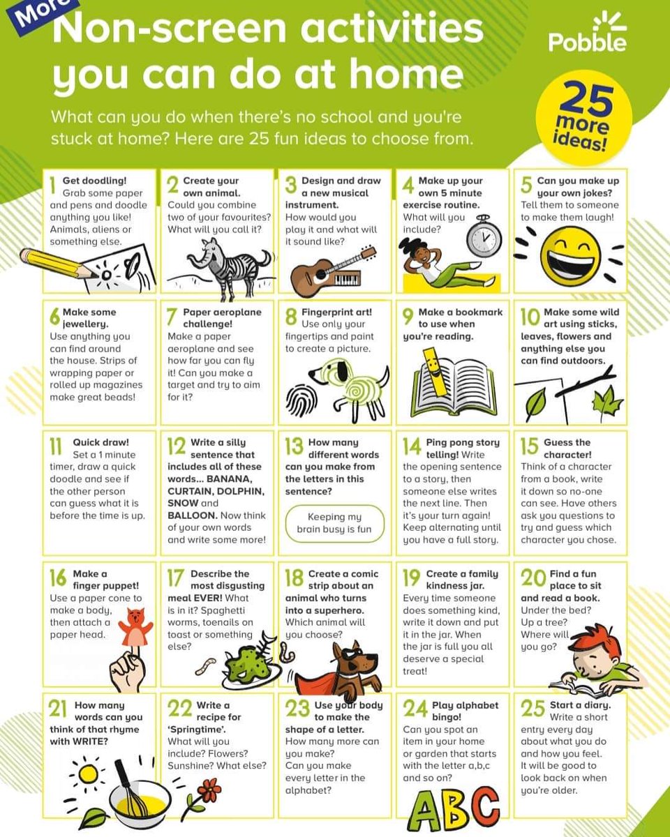 darrenlas's tweet photo. Take a look at this for some screen free activities for you and your families. #screentimelimit #getcreative https://t.co/WPkRimaWuI