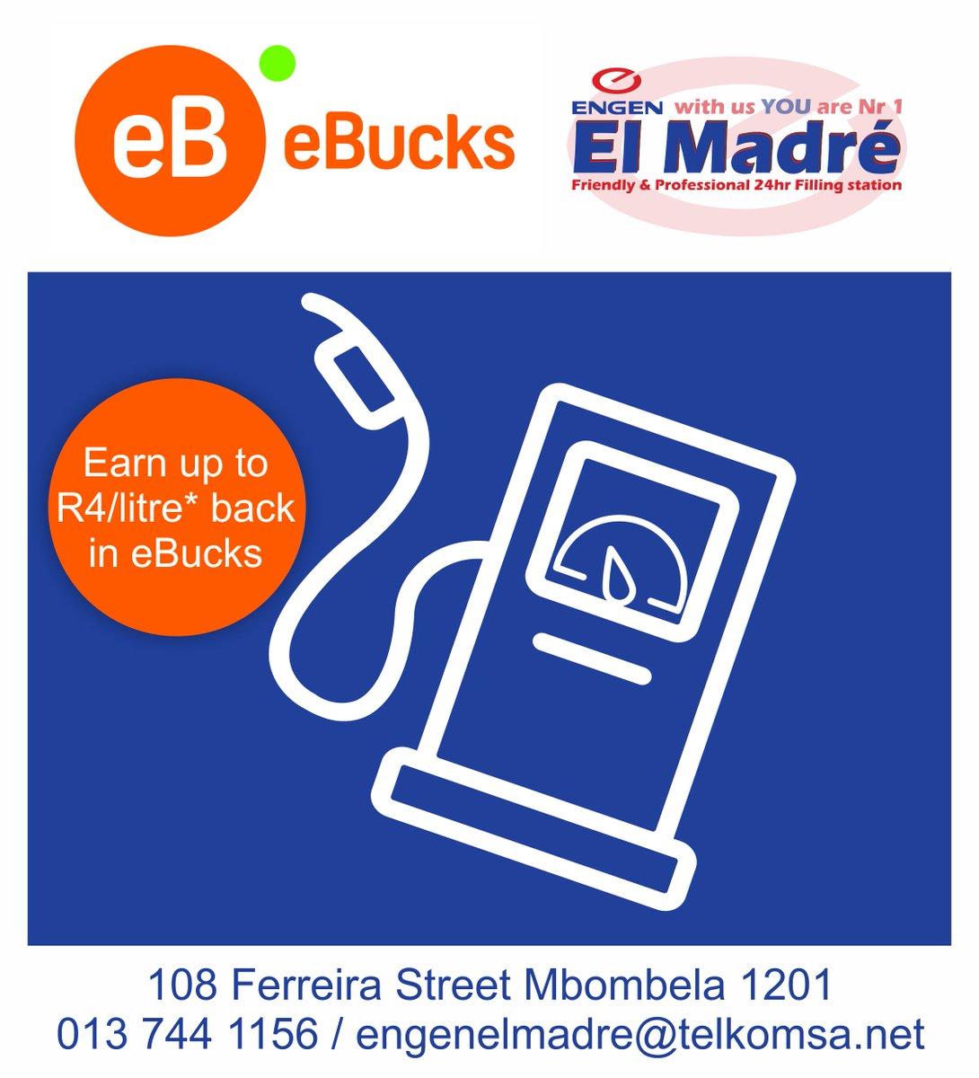 engen_el's tweet photo. Rest assured we are still open and fully operational, visit us at 108 Ferreira Street Mbombela 1201 or contact us on 013 744 1156
#elmadreengen #fuel #engen #local #fillingstation #fuelnozzles #shop #braai #breakfast #prepaidelectricity #handicappedfriendly #wheelchairfriendly https://t.co/lRE4wZMPB3