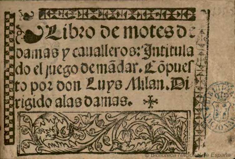 svmusicology's tweet photo. #Hoy: "Motes de damas y cavalleros, intitulado El juego de mandar". Luys Milán lo compuso durante su estancia en la corte de Germana de Foix 👸🏼(Valencia, 1535). La @BNE_biblioteca lo conserva así de bien:
➡️ https://t.co/V4DMg7TXdD
#ComparteBNE
#LaBNEContigo
#TwitterCultural https://t.co/91fidN8l83