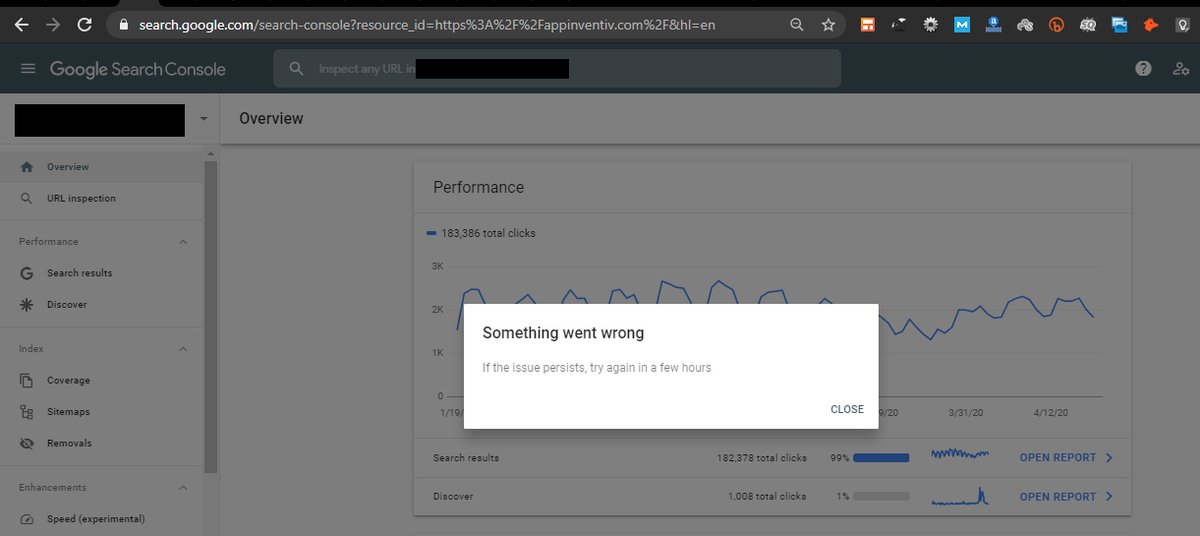 saugathalder's tweet photo. @rustybrick @googlewmc  did you noticed issue while using inspect element tool in GSC. Facing this issue since 17 Apr 2020 https://t.co/Uvb1IEcD77