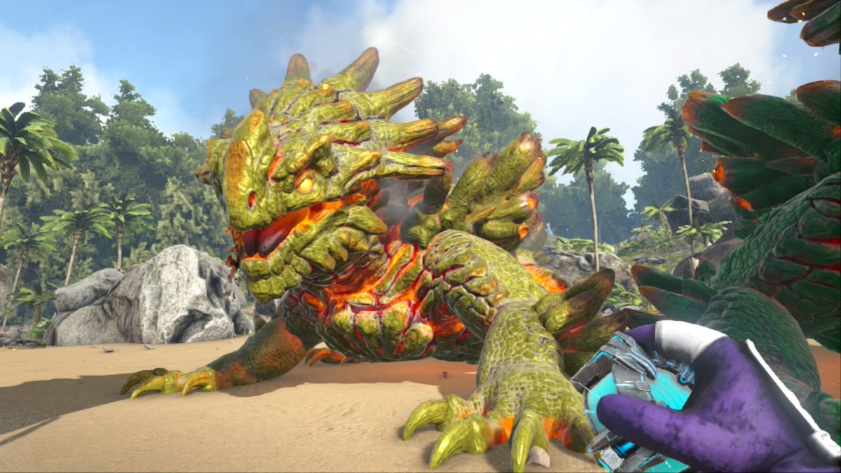 Ps4 Pve Ark 恐竜 販売 Pa Twitter Ark Ps4 公式pve カラーマグマサウルス 黄色メス クローンご対応します マグマサウルス