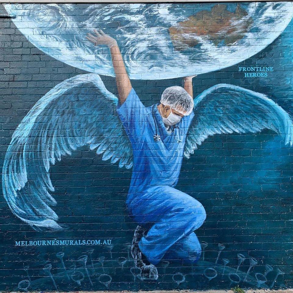 This outstanding Melbourne mural says it all and speaks for us all. ⁦<a href="/abcnews/">ABC News</a>⁩ ⁦<a href="/DanielAndrewsMP/">Dan Andrews</a>⁩ ⁦<a href="/abchobart/">ABC Hobart</a>⁩ ⁦<a href="/guardian/">The Guardian</a>⁩ #coronavirusaus