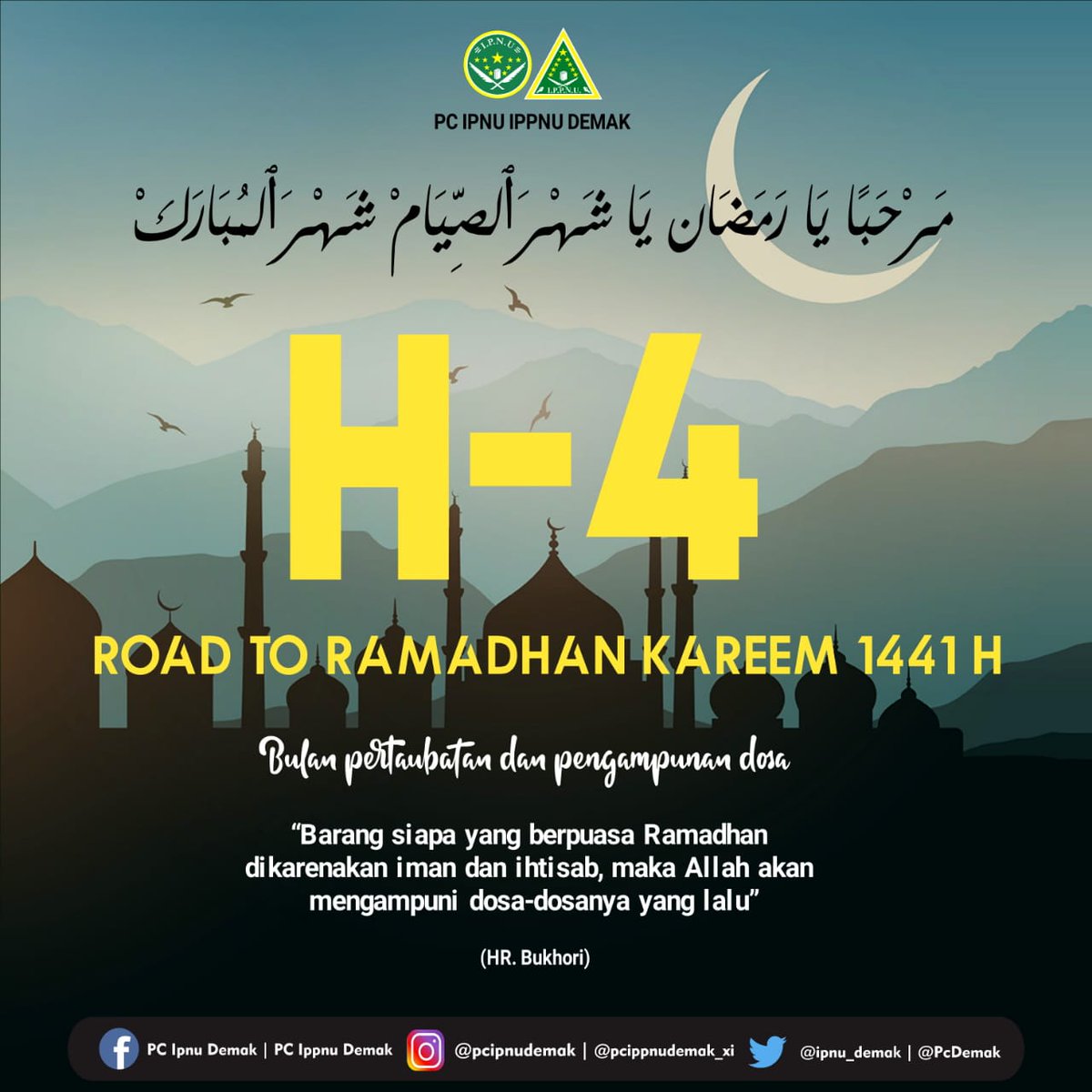 PCIPPNUKABDEMAK's tweet photo. Empat hari lagi Ramadhan datang, ingat banyakin berdoa untuk menghapus dosa, bukan ingatan tentang dia.
Selamat menyambut Bulan Ramadhan rekan dan rekanita semua.....

#pelajarnudemak
#pelajar
#pelajarhitz
#pelajarnusantara
#pelajarkeren
#ipnuippnudemak
#ipnuippnujamannow https://t.co/7rAZtpGqNN
