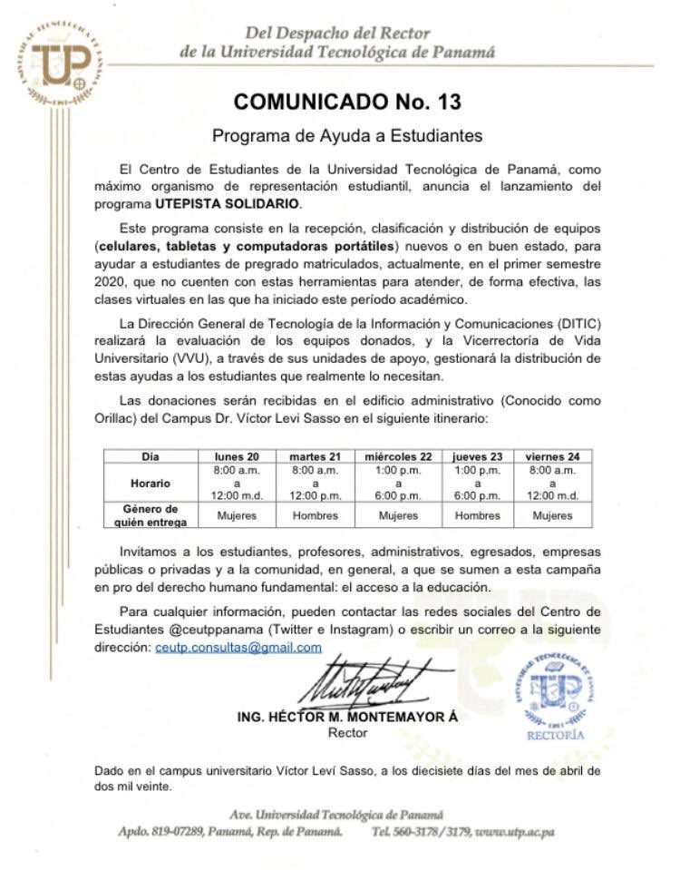 JovenesUxLaE's tweet photo. #UtepistaSolidario Ayuda a tu compañero a tener acceso a herramientas tecnológicas para tener un semestre exitoso #SolidaridadViral #SoyUTP https://t.co/PG7pZuCHID
