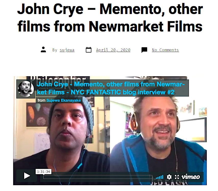 sujewafantastic's tweet photo. NYC FANTASTIC blog interview #2 - with producer @JohnCrye - we discussed making and distributing Memento for Newmarket Films, also other films that Crye worked on - including The Prestige, Downfall. - https://t.co/q9xSpkYLXv - #memento #theprestige #ChristopherNolan #Downfall https://t.co/l5owfmkMmH