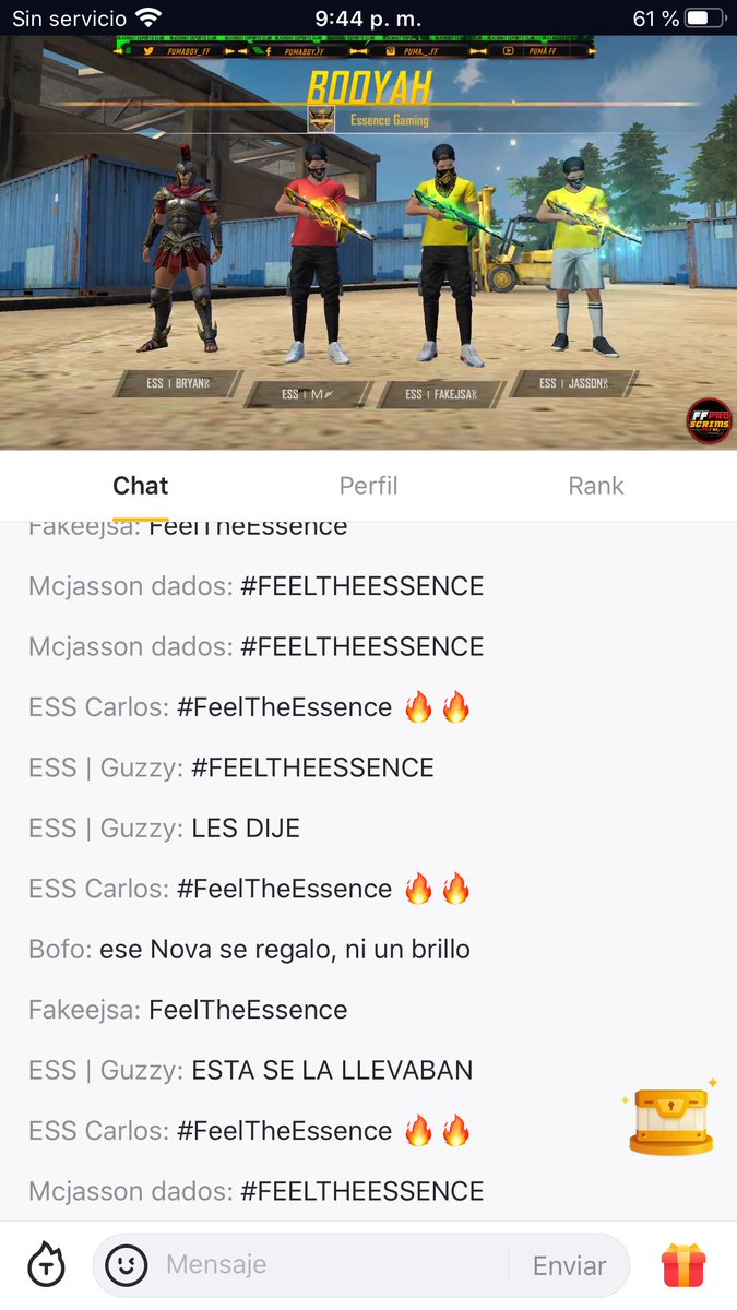 Nuestros chicos tuvieron un gran desempeño hoy, nos llevamos un BOOYAH! Y quedamos mas cerca de la clasificación.

¡Felicitaciones a nuestros chicos!
#ESSBrayan
@Essjasson
@EssFakeejsa
<a href="/EssC4rlos/">ᴱˢˢ㈲⁵ MØ</a>

It's time to #FeelTheEssence