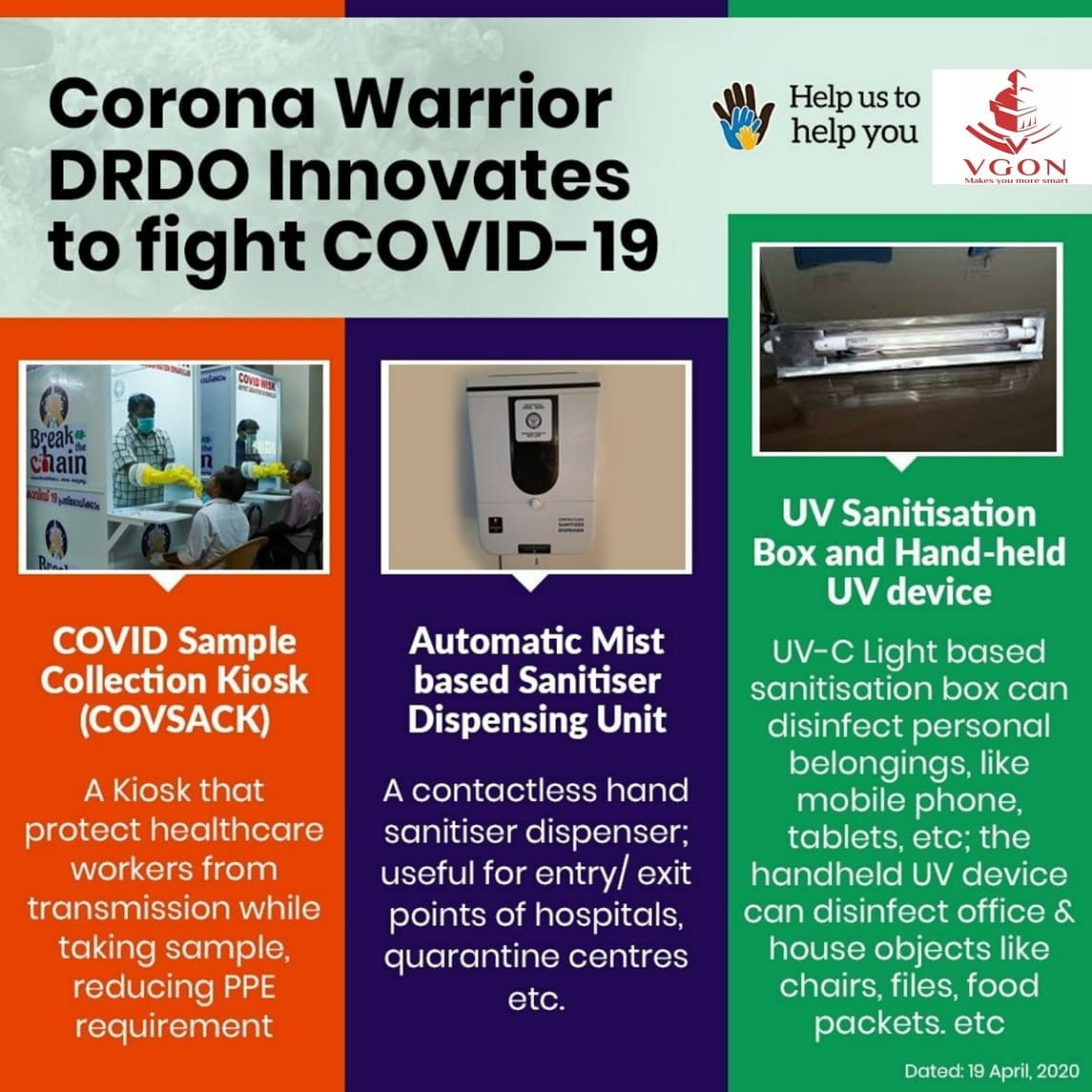 VgonGroup's tweet photo. #CORONA #Warrior #DRDO #Innovates to fight #covi̇d19
#Technology #artificialintelligence #iot #ces2020 #safeathome #stayathome #healthfirst #nature #future #security #surveillance #sanitizer #masks #lockdown #worldwide #india #smartcity #jaipur #mondaymotivation #support #vgon https://t.co/RJFcvRYvic