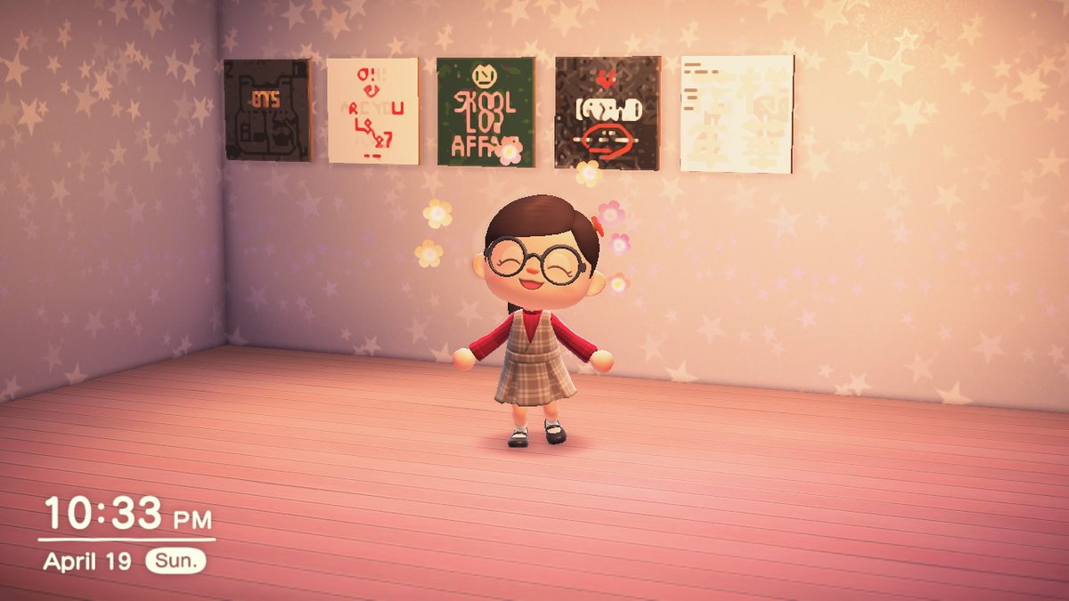 jjkxsso's tweet photo. Decided to do some BTS designs, not perfect but pretty close #BTSARMY #LYTOUR #SYTOUR #AnimalCrossing #ACNH #NintendoSwitch https://t.co/guopPpoaUL