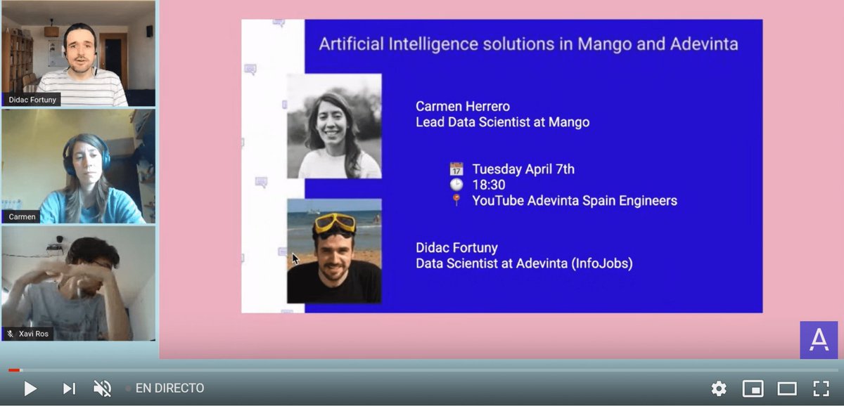 AdevintaSpain's tweet photo. ¡Nuestro segundo #AdevintaMeetup online sobre 'Artificial Intelligence solutions in @Mango and @AdevintaSpain' fue todo un éxito! 🙌🏼 @dacfortuny
Si no pudiste ver en directo ¡te dejamos aquí el vídeo! 💻 https://t.co/5KTAMLRL0t #AdevintaTalks https://t.co/gQHay3C72O