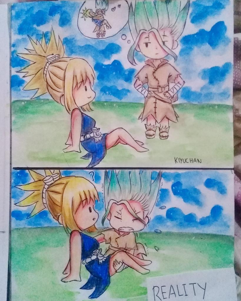 kiyuchan_art's tweet photo. Expectation vs Reality 😁
Senku x Kohaku fanart 💕
•
Senku is not strong enough to carrying Kohaku 😅
#senkuxkohaku #kohakuxsenku
#anime #manga #draw #mydrawing #drawing #art #cute #sketch #senku #drstone #kohaku #suika #chrome #kinrou #ginrou #fanart #asagirigen #illustration https://t.co/EmyPHZ6Mgk