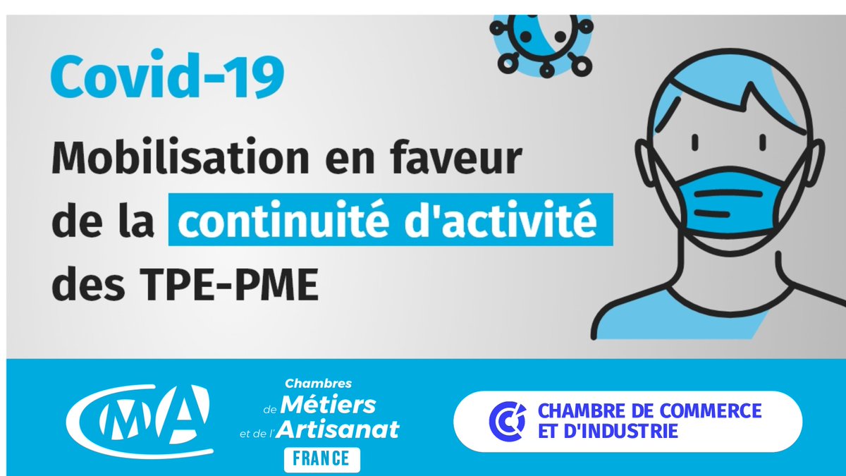La vente de #masques est étendue à l'ensemble des #TPE-#PME ressortissantes des réseaux des #CCI et #CMA, quel que soit leur secteur d'activité, dès ce lundi. Une opération menée avec <a href="/Cdiscount/">Cdiscount</a> dans toute la #France 🇫🇷. En savoir plus 👉 bit.ly/2yodIrn
#coronavirus