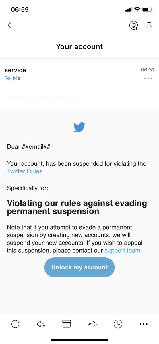 So I woke up to this email from “twitter” this morning stating I was suspended. Firstly I was shocked as I don’t remember doing anything last night could go against the twitter rules.