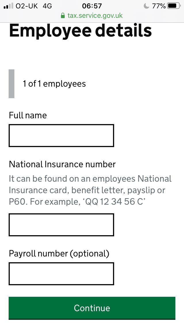 11. Details of each employee (must be entered one by one unless you are submitting 100 or more) - NINO must be entered