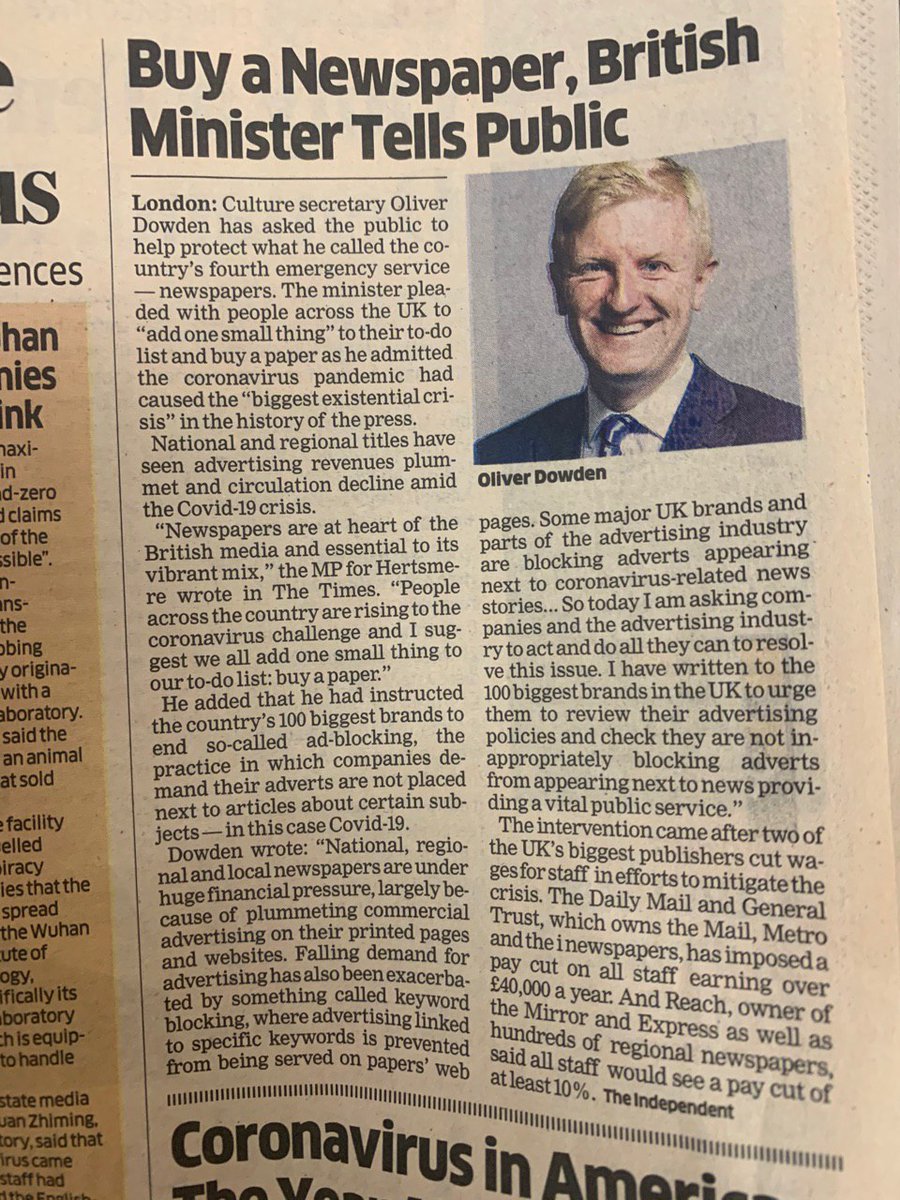 pankaj07081976's tweet photo. Reliable media. Newspapers are always faithful..#newspapers #coronaupdatesindia #reliablemedia https://t.co/HWr4VDZvLi