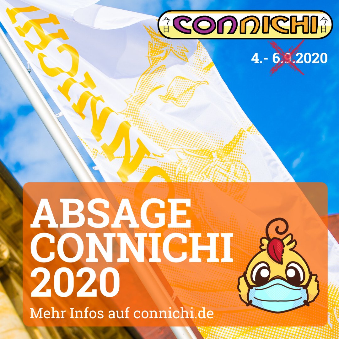 Wegen der anhaltenden, gravierenden Einschränkungen des öffentlichen Lebens im Zuge der SARS-CoV-2-Pandemie haben wir uns schweren Herzens entschlossen, die Connichi 2020 abzusagen.

Mehr Informationen auf unserer Website: connichi.de/connichi-2020-…

#Connichi2020