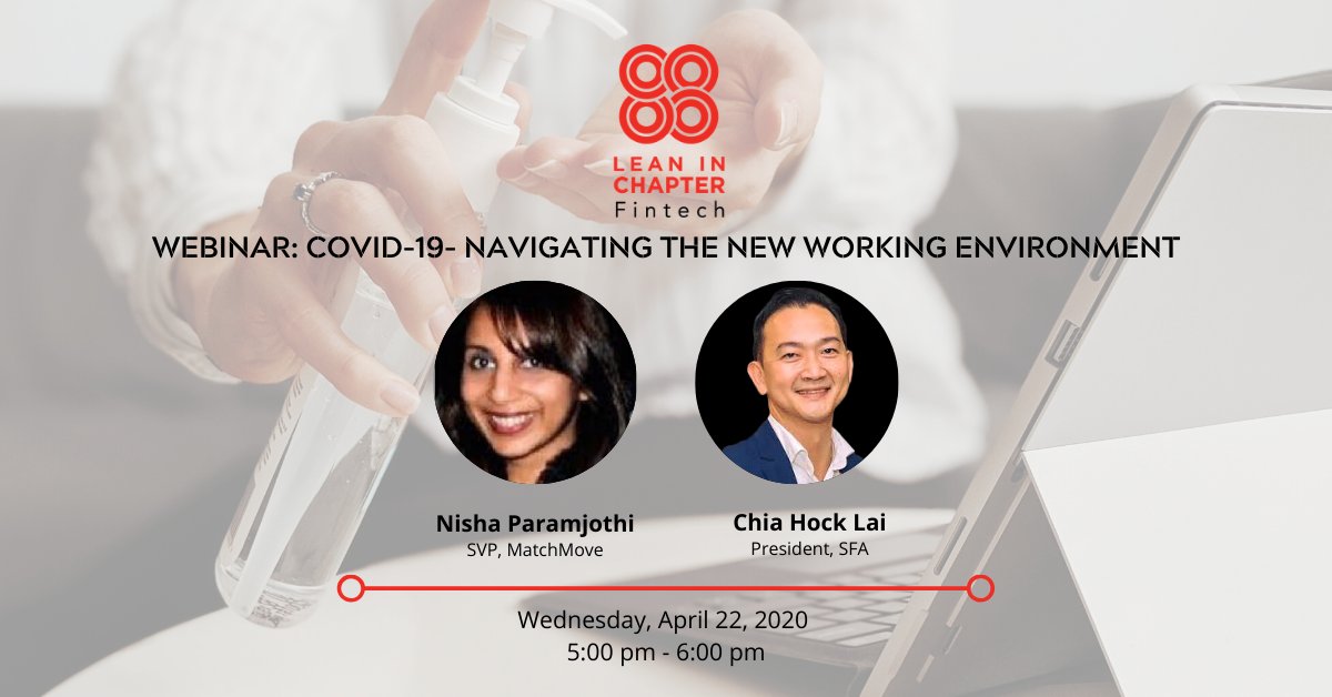 LeanInFintech's tweet photo. Thanks for your overwhelming response. 
We only have a few seats left for our first Webinar: COVID-19, Navigating the New Working Environment.  

If you haven't already, register ur interest now: https://t.co/c0MRLqzwbc

#leanin #leaninfintechasia #Webinar #COVID19 #coronavirus https://t.co/XzIZND1aax