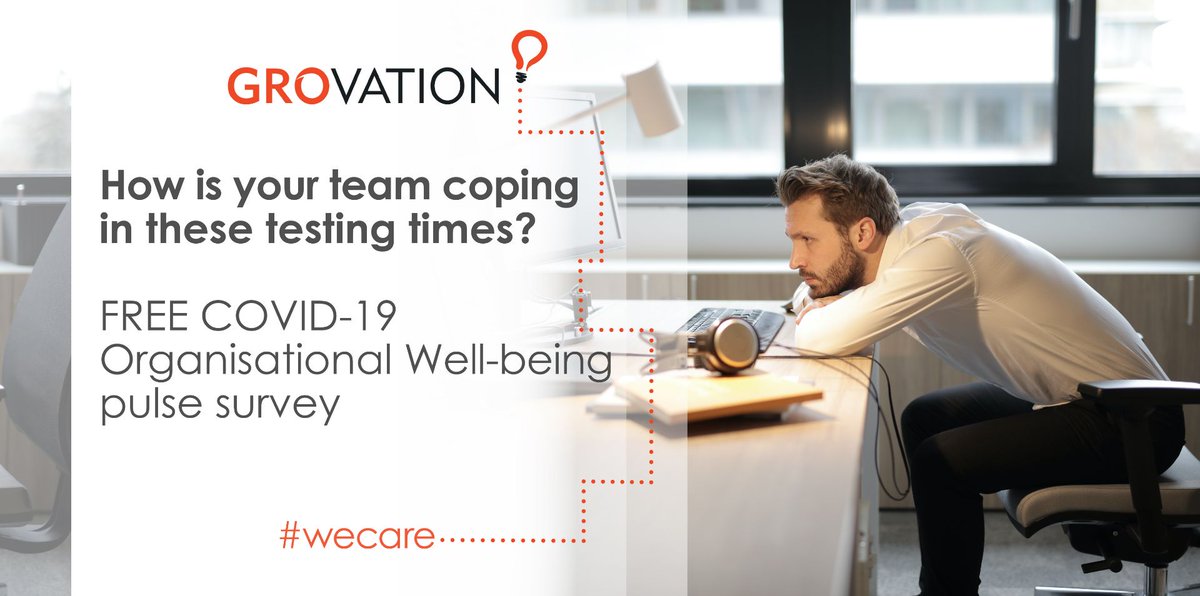 grovation's tweet photo. Apply for your FREE pulse survey here https://t.co/38njnwWXqI #wecare #employeeengagement #wellbeing

#Covid19 #coronavirus #lockdown #freesurvey #employeewellbeing https://t.co/GnpImK6Txj