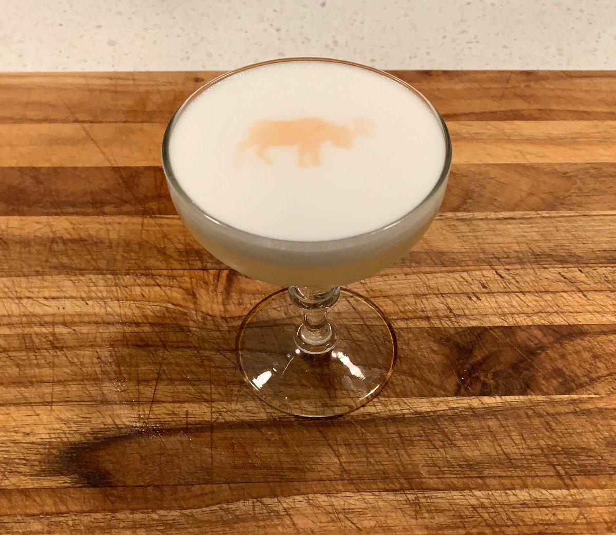 Playing around with a Strawberry Nigori Gin sour. It’s close! #stencil #yxycocktails #onemoose