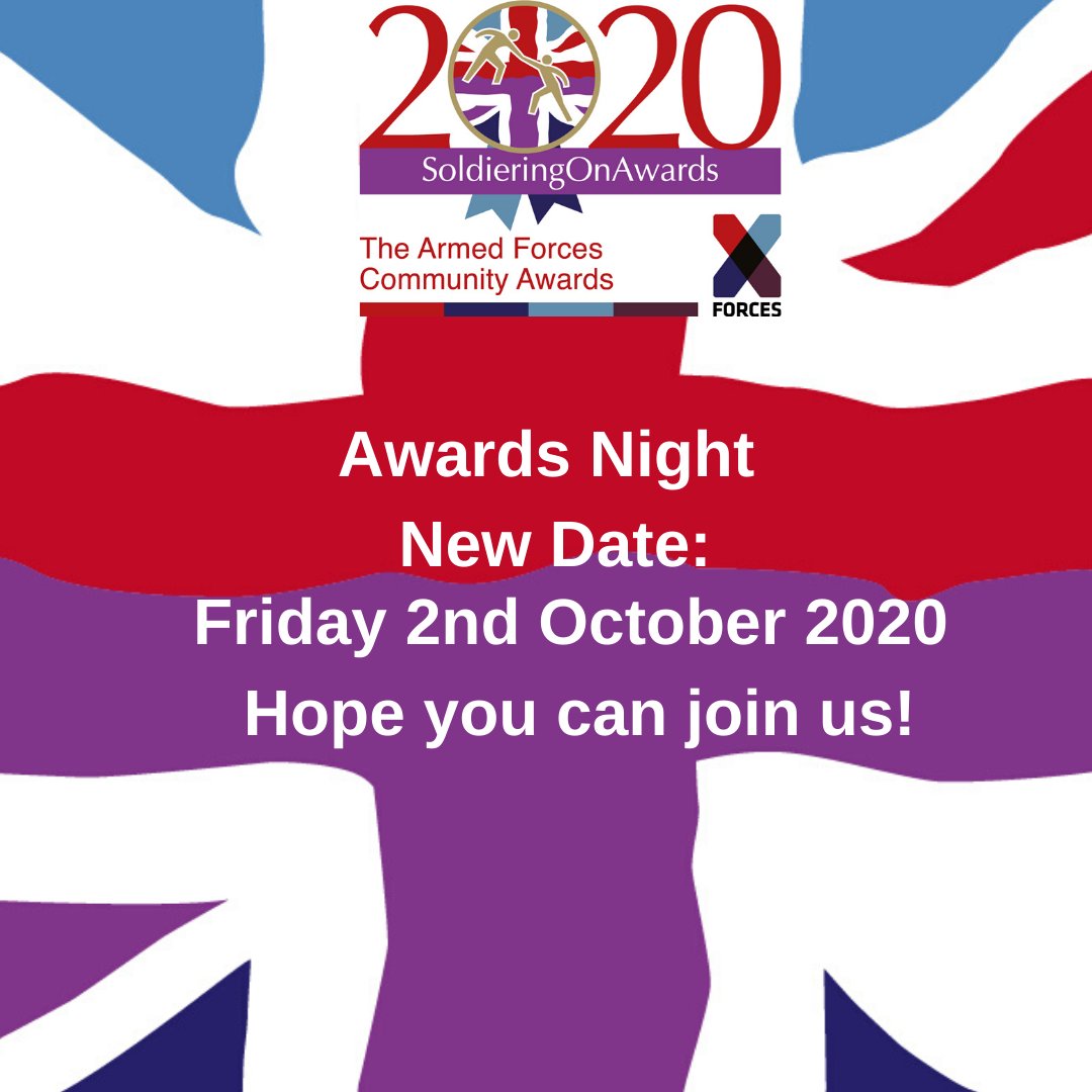 SoldierOnAwards's tweet photo. This Friday, we’ll be marking what would have been our #SoldieringonAwards night with videos &amp; words of support from our Ambassadors &amp; Supporters, plus giving a #SOASalute to all of our 2020 Finalists. Join us and raise a glass to our finalists as we look forward to 2nd October! https://t.co/iTuYsaQLJ1