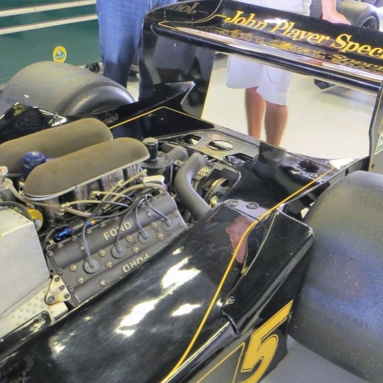 Then Lotus introduce wing cars and the ground effect tunnels meant low packaged exhausts got in the way. They introduced this upswept centre exiting package on the 79, the heat was now above the gearbox, although a heat shield was still fitted below it.