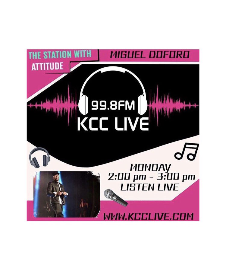 migueldoforo's tweet photo. It’s almost that time guys for our music Monday’s @kcclive remember today’s dance challenge I’m going to play cameos candy as my last song on today’s 2 TIL 3 show and I want to see you all doing the electric slide #itslikecandy 😎 https://t.co/TZ6U8hPHye