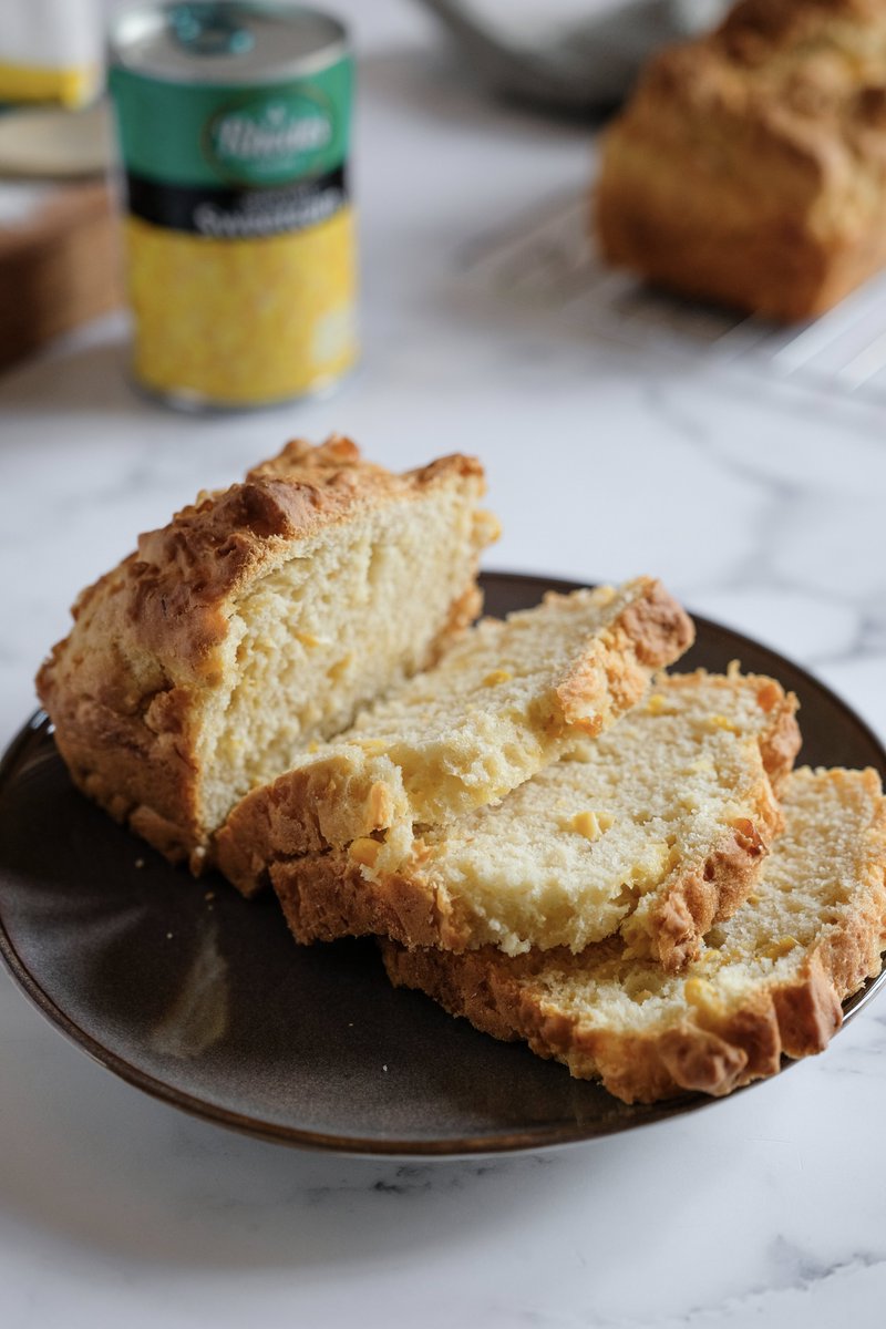 JeffSiepman's tweet photo. Looking for something simple and delicious to bake? I gave this Cheesy Corn Bread a try - and so it's yum. Grab a tin of Rhodes Quality Cream Style Sweetcorn and follow the recipe on the back or visit https://t.co/uhvpE98SQy. Spread on a bit of Bovril for a little extra yum. https://t.co/1CzXTMZMS7