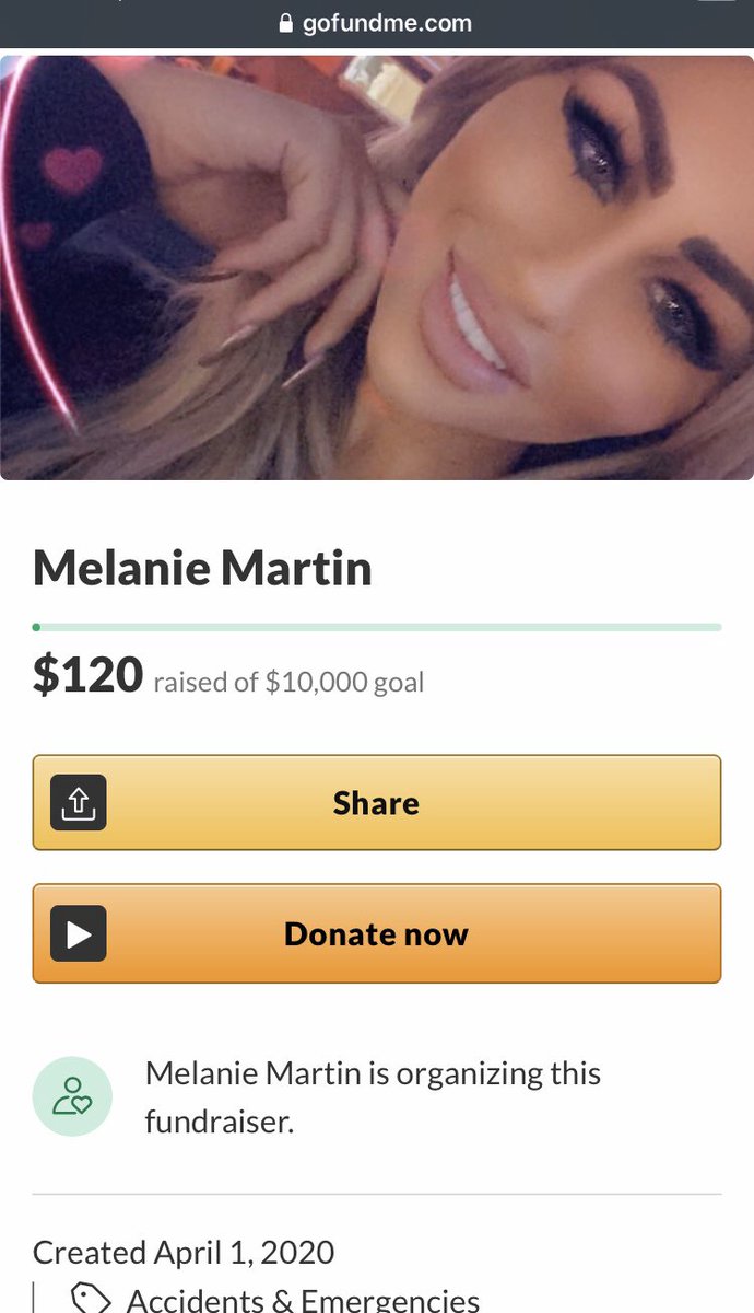 JennyB_11's tweet image. #MissMelanieMartin made this GoFundMe on April 1, and was back with #AaronCarter on April 3.
Why hasn’t she taken it down yet? 🤔 I think those ppl who donated deserve their money back....
Was this another #ACScam? Or just a #MelanieScam ?