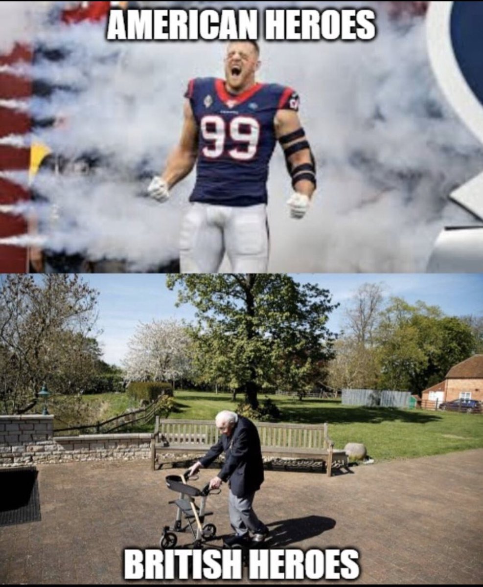 Hi <a href="/JJWatt/">JJ Watt</a>, not sure if you have seen <a href="/captaintommoore/">Captain Sir Tom Moore</a> in the UK. He’s trying to emulate you and raise $40m for NHS workers ($31m right now). Be great to have your support as brothers in arms across the Atlantic 💪 > just.ly/2yaJHv2