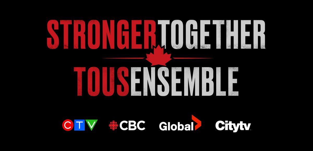 BellMediaPR's tweet photo. Canada’s major broadcasters unite to support frontline workers with all-Canadian, star-studded special STRONGER TOGETHER, TOUS ENSEMBLE, April 26. For details, please visit @thelede_ca by clicking here: https://t.co/sxuswnlDqi https://t.co/lpEMqWQS9f